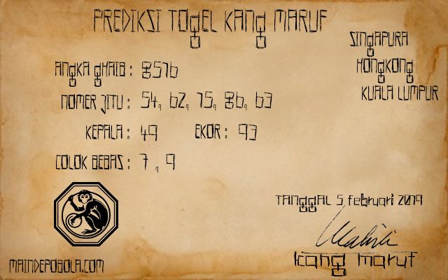 Prediksi Togel Hongkong Hari Ini 05 Februari 2019