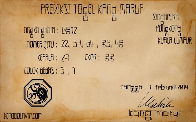 Prediksi Togel Hongkong Hari Ini 1 Februari 2019