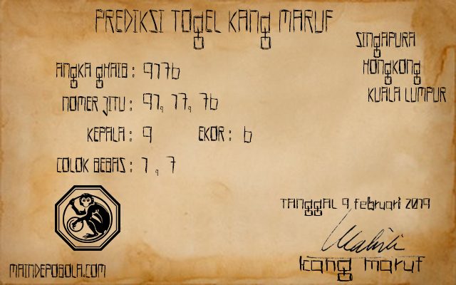 Prediksi Togel Kuala Lumpur Hari Ini 09 Februari 2019