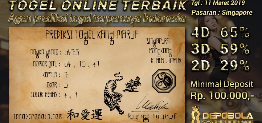 Prediksi Togel Singapore Hari Ini 11 Maret 2019