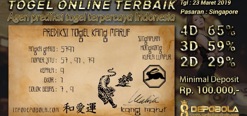 Prediksi Togel Singapore Hari Ini 23 Maret 2019