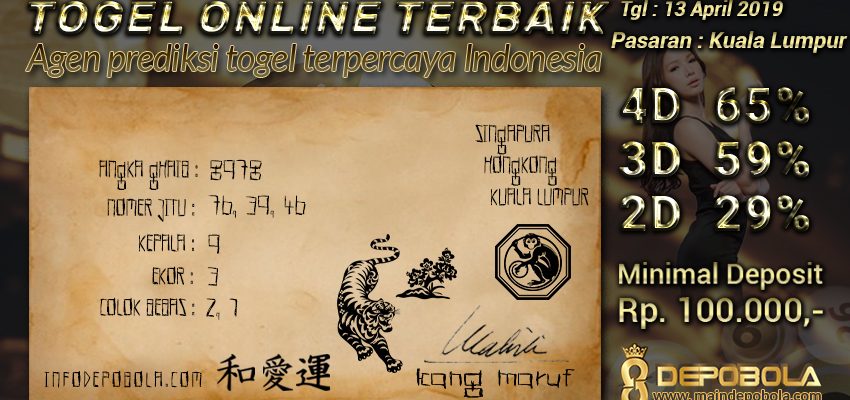 Prediksi Togel Kuala Lumpur Sabtu 13 April 2019